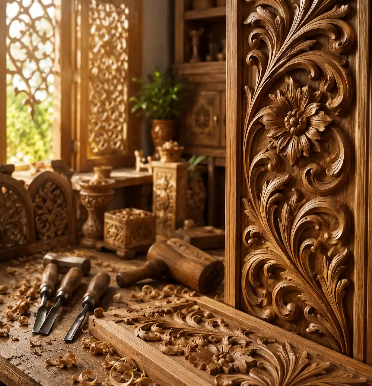 handcrafted wood carving